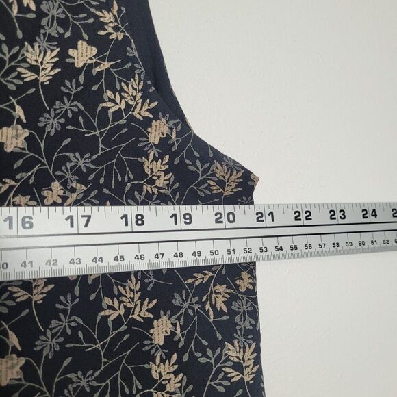 Vintage black tan boxy grunge floral print sleeveless top side slits size large - Picture 4 of 6